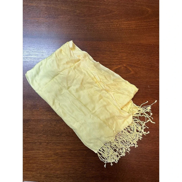 Yellow Fringe Tassel Scarf Shaw Head Cover 100% Viscose Spring Brunch Accessory - Picture 1 of 5